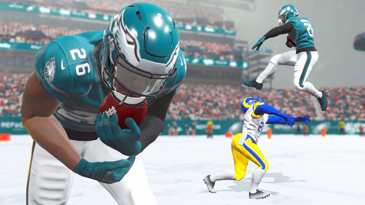 Сэкуон Баркли обгоняет всех на снегу! Мод Football Simulator NFL