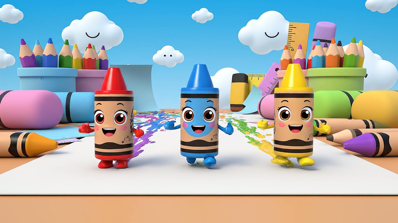 Three Little Toy Crayons Draw Draw Draw | 🖍️ Color Song & Learning for Kids