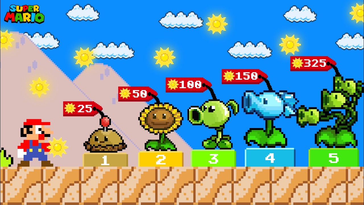 If Mario could Grow any Plant in Super Mario Bros. (Plants vs. Zombies)