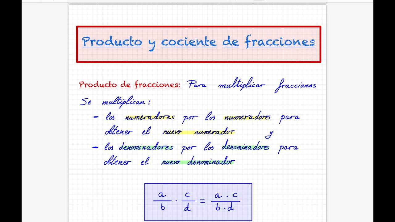 Producto y cociente de fracciones.