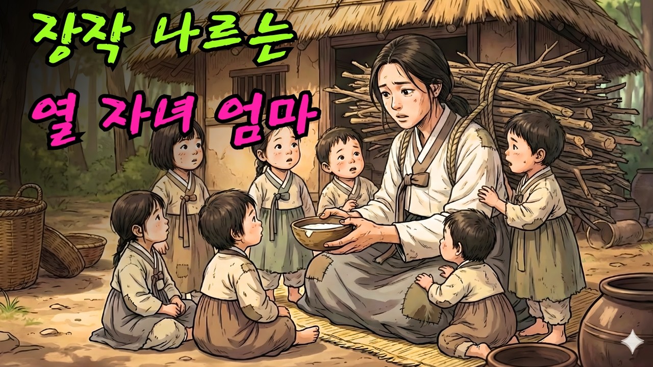 어머니는 10명의 어린 자녀를 키우기 위해 매일 아침 꽁꽁 얼어붙는 이른 아침에 장작을 나릅니다.|민담 |전설 |설화 |옛날이야기 |오디오북
