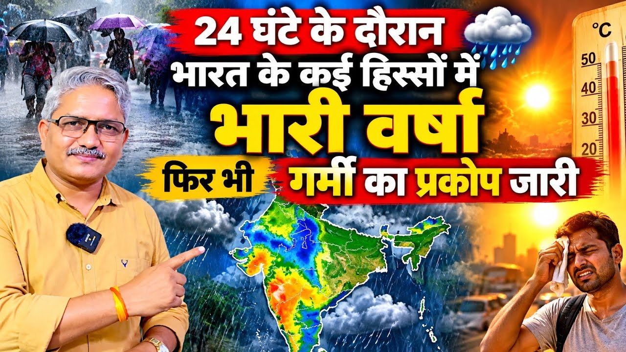 Monsoon 2026 Update 24 घंटे के दौरान भारत के कई हिस्सों में भारी वर्षा, फिर भी गर्मी का प्रकोप जारी