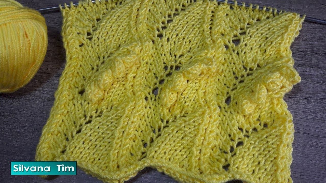 PUNTO CALADO Olas con punto Mota o Bodoque. Tutorial de tejido a dos agujas №  734