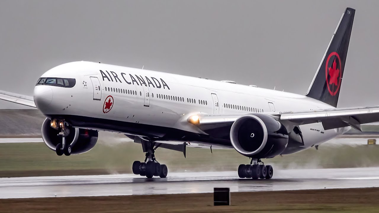 (4K) Rainy Vancouver Arrivals | Air Canada, JAL, Korean Air, WestJet | Plane Spotting at YVR