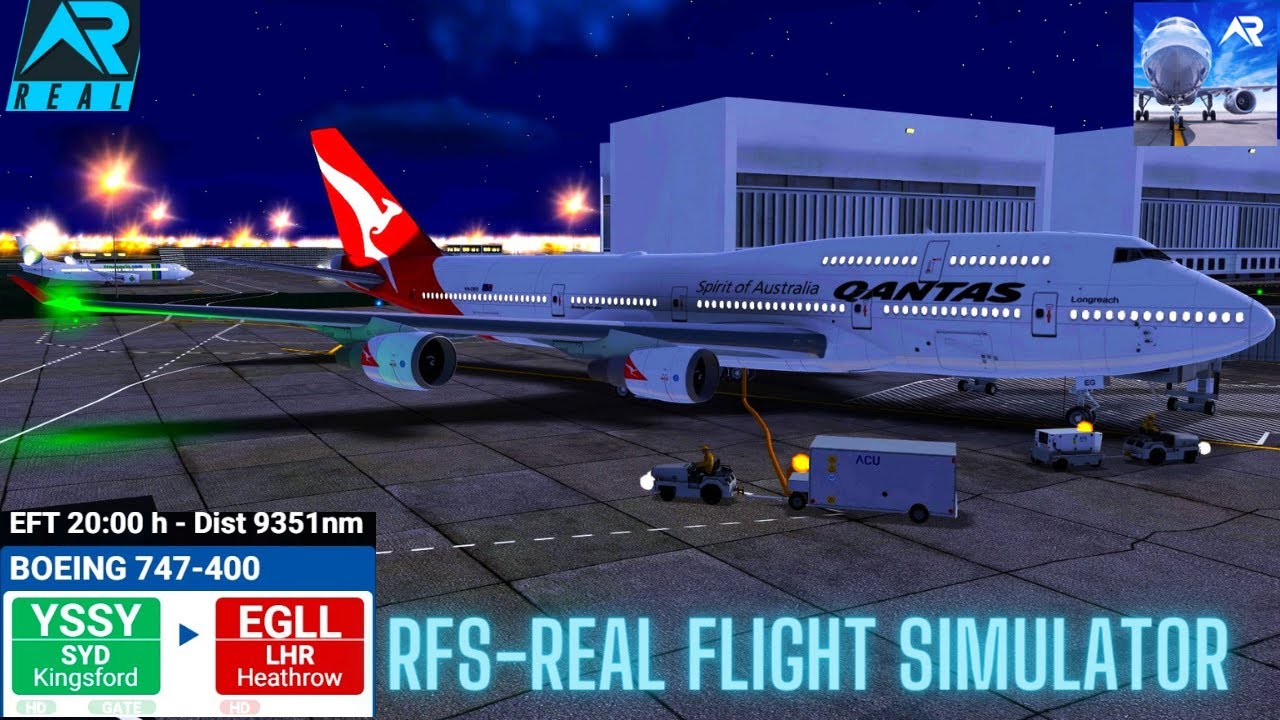 RFS–Real Flight Simulator–Sydney–To–Heathrow–Full Flight–B747-400–Qantas Airways–Full HD–Real Route