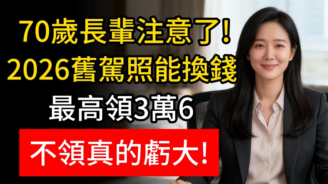 家裡有70歲老人的注意!2026元旦新規:這張『駕照」別藏了!拿去缴回最高現賺3萬6!很多人還不知道#高齡駕駛 #老人福利 #駕照吊銷