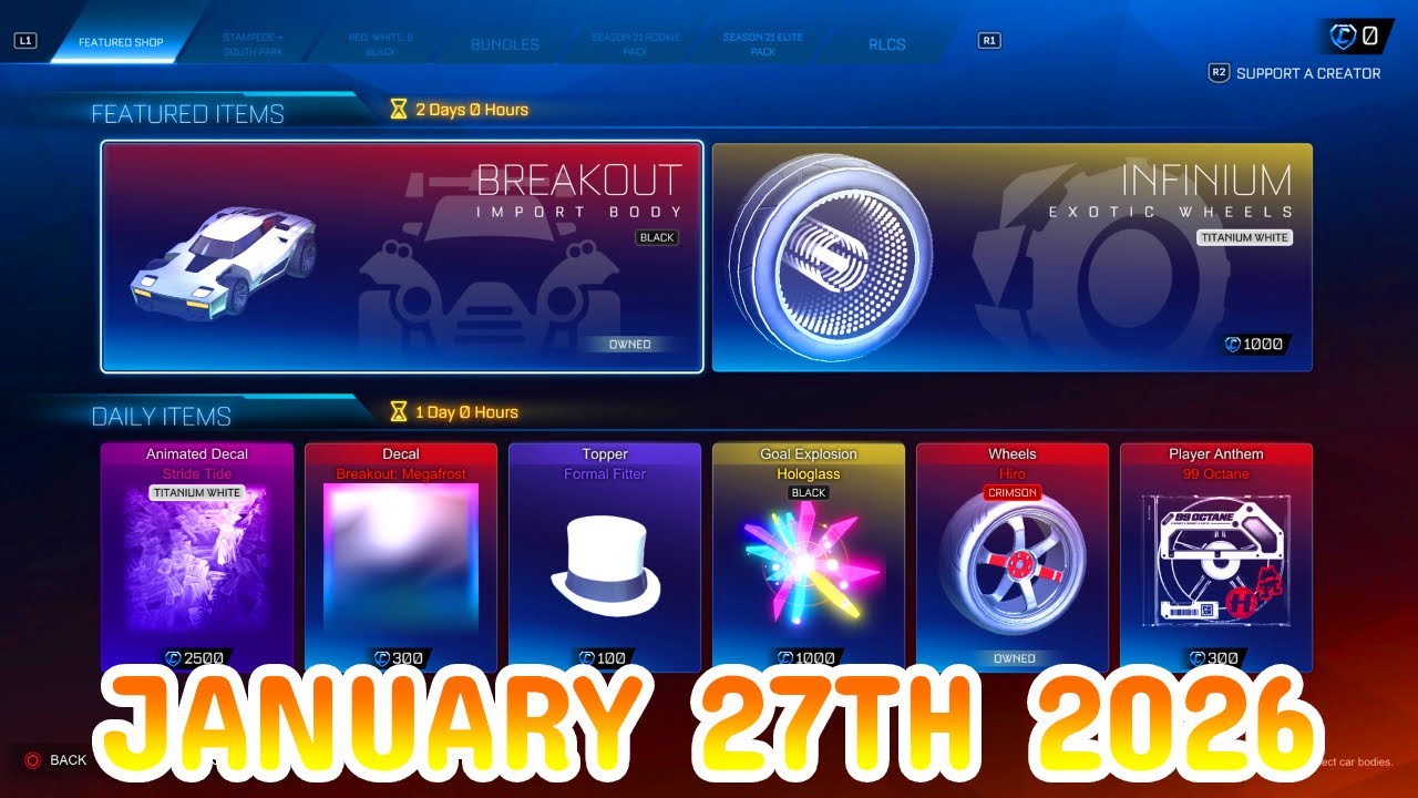 Rocket League ITEM SHOP Daily #443 (27th January 2026)