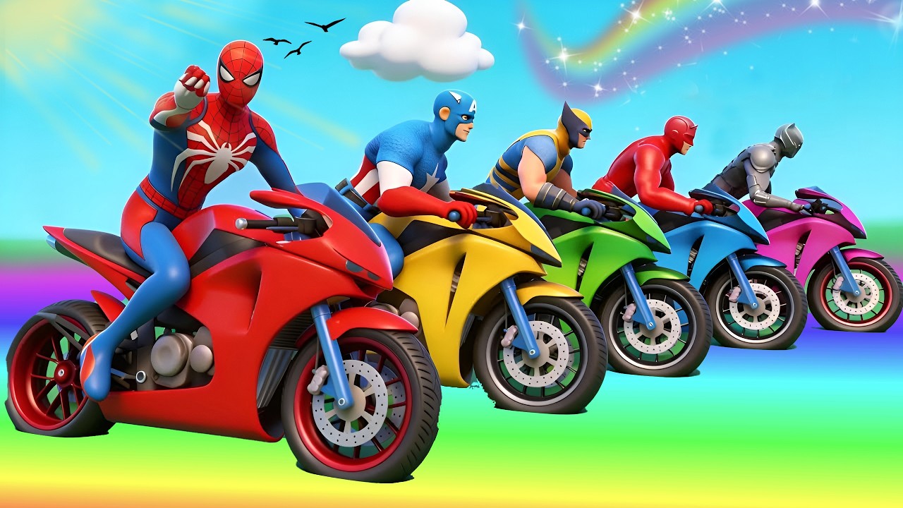 الأبطال الخارقين على دراجة نارية Spider-Man Rescue batman vs iron man vs venom funny GTA 5 superhero