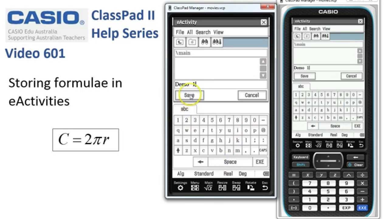 ClassPad Help 601 - Storing Formulae In eActivities
