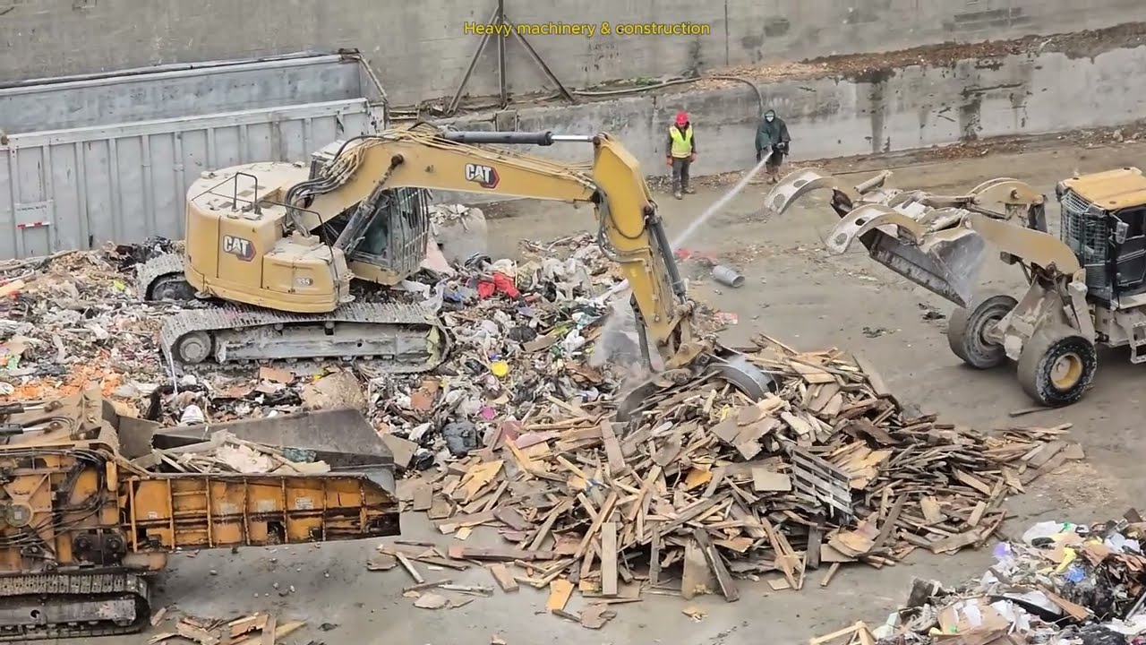 Heavy Equipment at Work: Chopping Wood and Recycling Construction Waste!