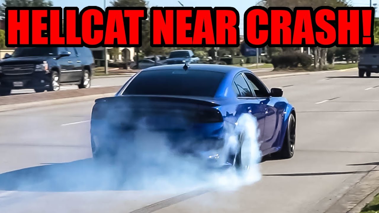 HELLCAT SENDS IT HARD AND ALMOST CRASHES LEAVING CAR MEET! (The Car Culture Meet!)