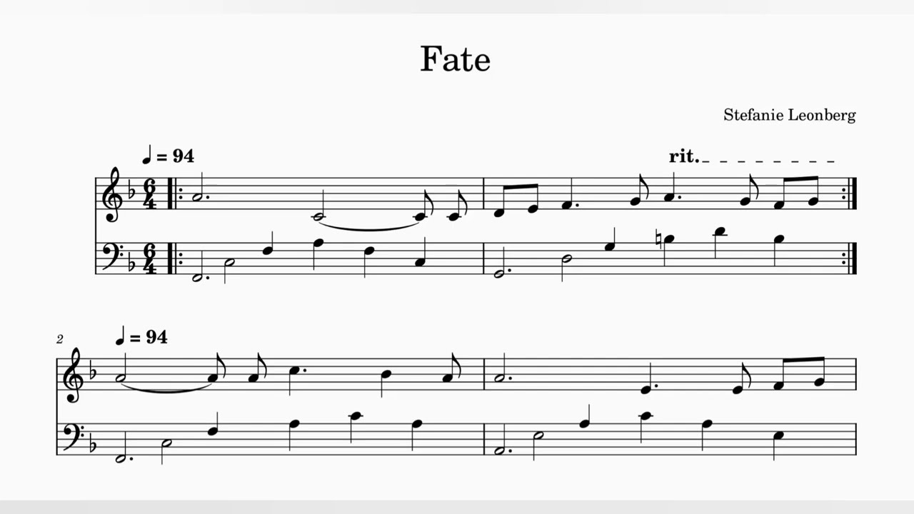 FATE (solo piano) -  Piano Sheet Music - Original Composition
