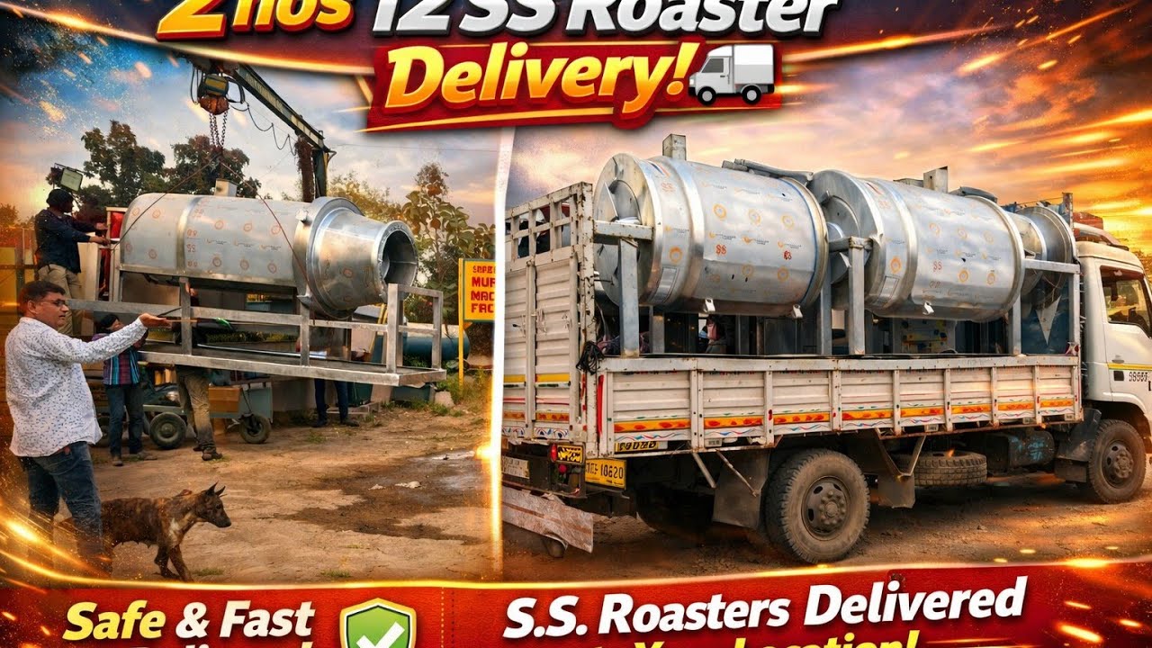 12 Feet SS Roaster Machine Delivery | Heavy Industrial Equipment 🚚🔥|| Machine loading & Delivery |