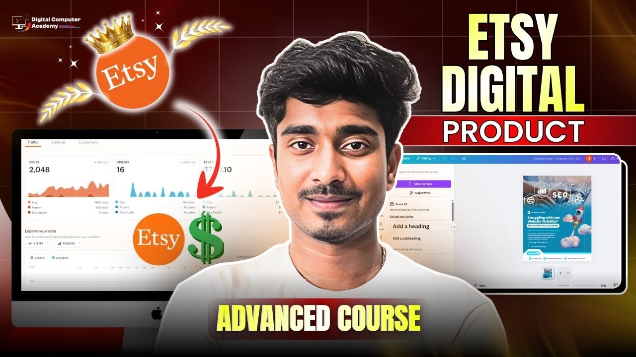 How to Make Money on Etsy Selling Digital Products | Canva Tutorial