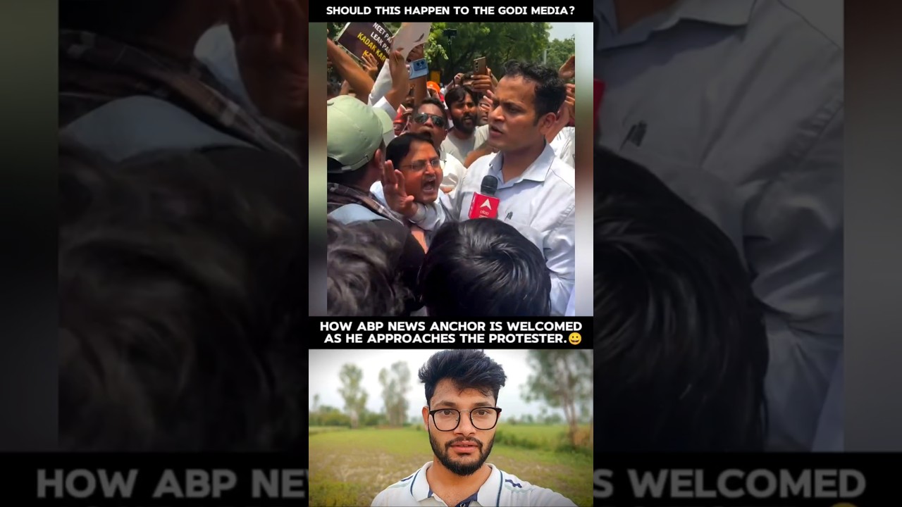 How ABP News anchor is welcomed as he approaches the protester.😀 #godimedia #troll #protest