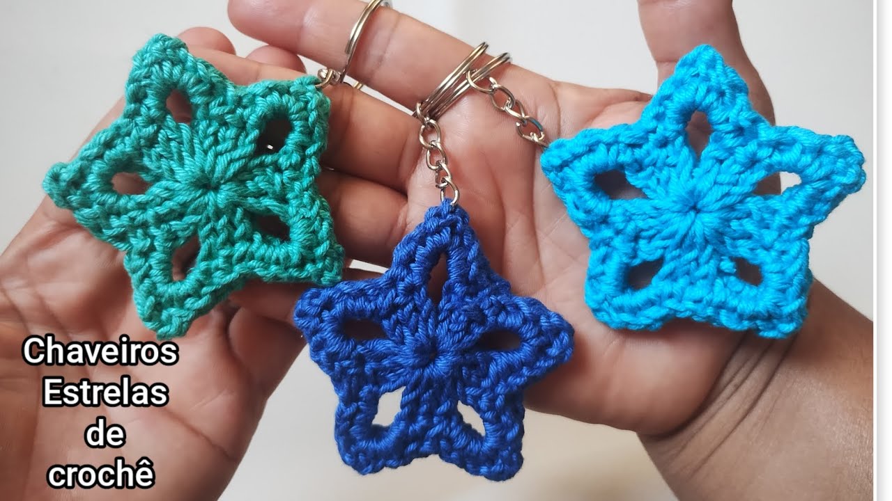 Chaveiros Estreias de crochê - crochet star keychain 