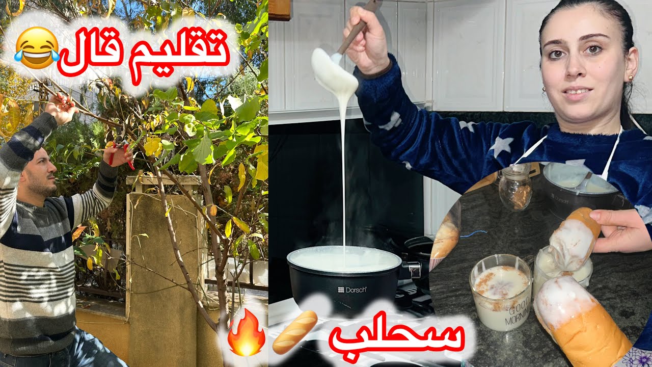 تعزيل المطبخ وما قدرت ما اعمل شي🤷‍♀️وصفة سحلب بطريقة سهلة وطعم رائع😍وشوفوا عمر خبير الزراعة شو عمل🤣