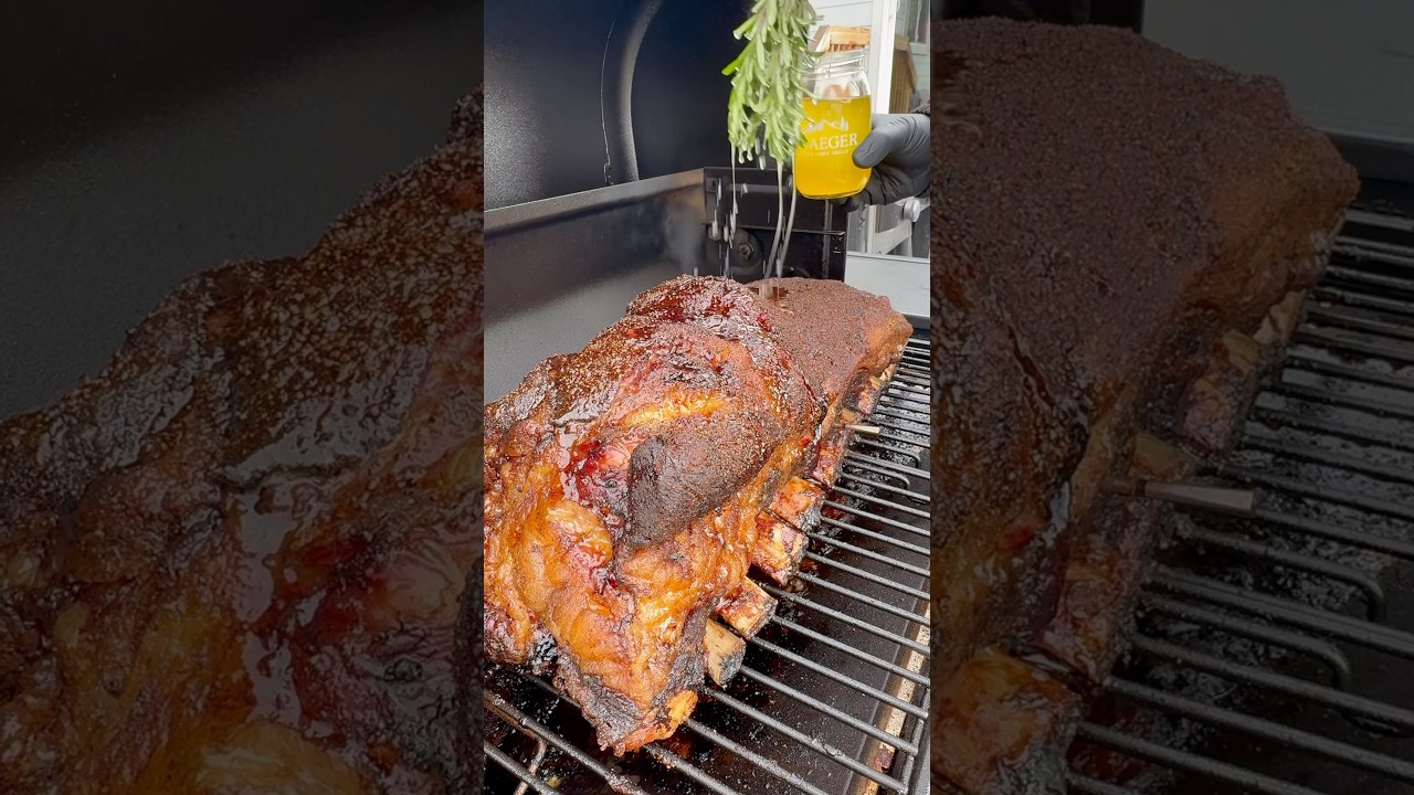 Traeger Woodridge smoking a 31 pound rack of beef ribs #traeger #woodridge #beefribs #brisket