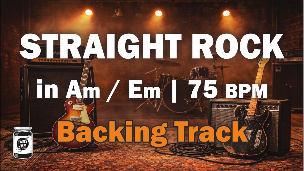 Straight Rock Backing Track in Am | 75 BPM | Riff Groove