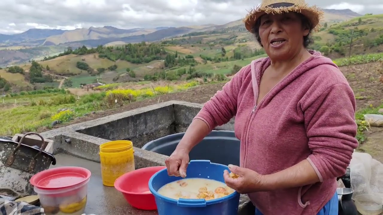Jutes de papa fritos de doña Policarpa Munevar. Aquitania Boyacá, vereda el Tobal