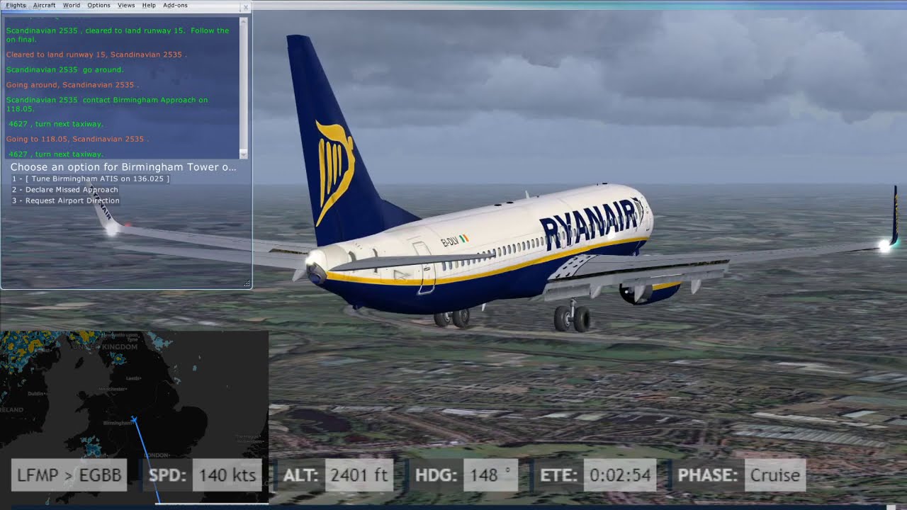 Highlight: FSX: Final Approach and Arrival into Birmingham, UK (EGBB) from Perpignan, France (LFMP)