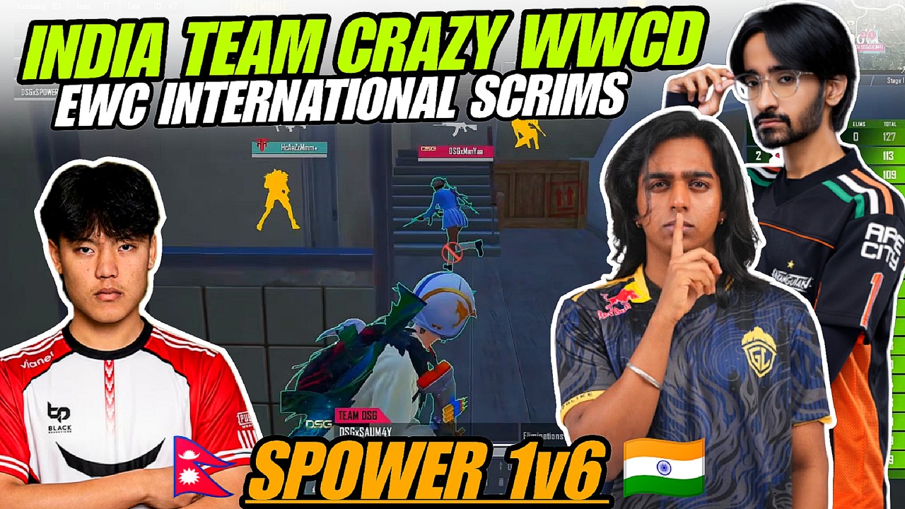 India Team GodLike impossible One Man WWCD 🇮🇳 Spower 1v6 in International Scrims 🔥 KONG CREW & DSG