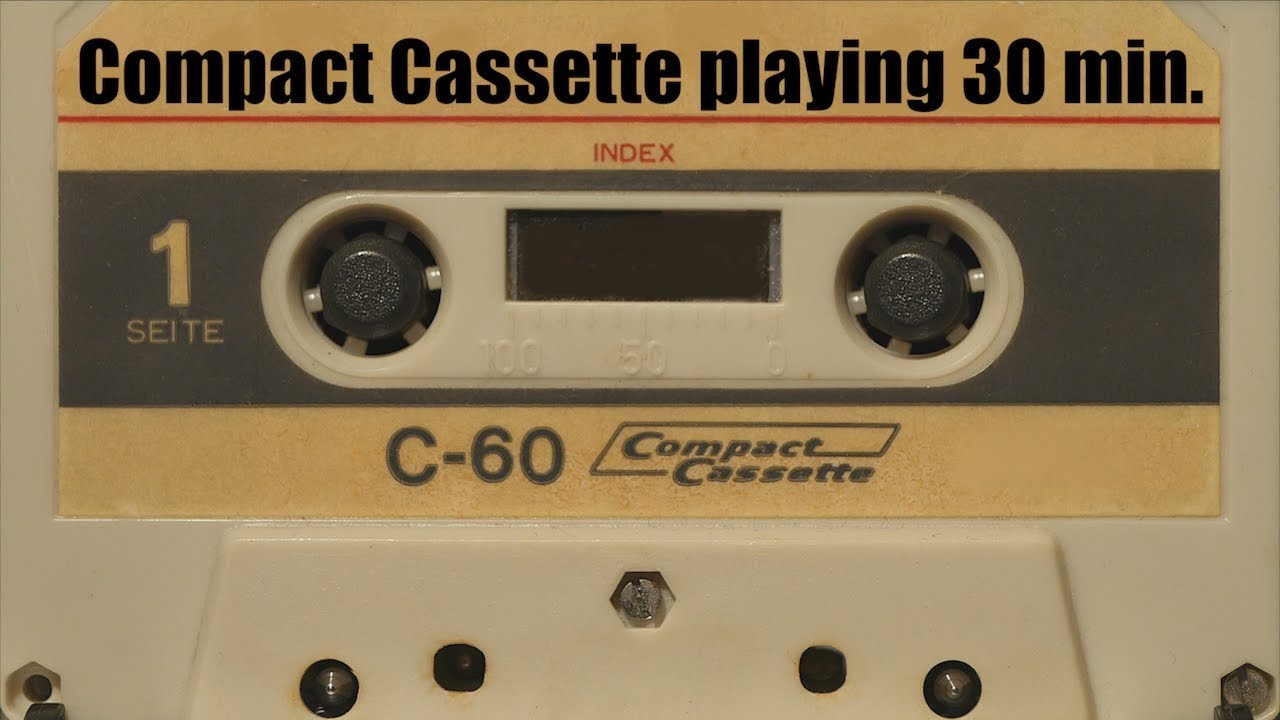 *VIDEO BACKGROUND* FREE TO USE: Compact Cassette playing 30 min. NO SOUND!