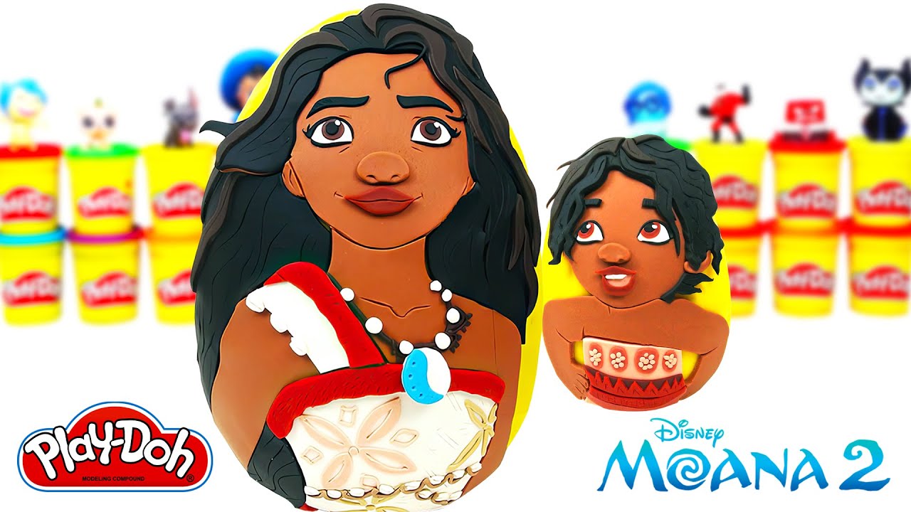 Huevos Sorpresa de Moana y su Hermana Simea de Moana 2 en Español de Plastilina Play Doh
