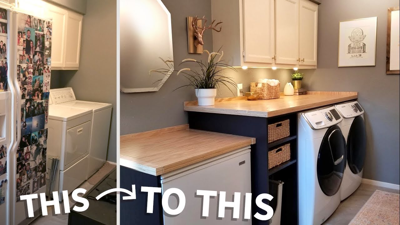 Laundry Room Makeover w/ Wood Countertops!