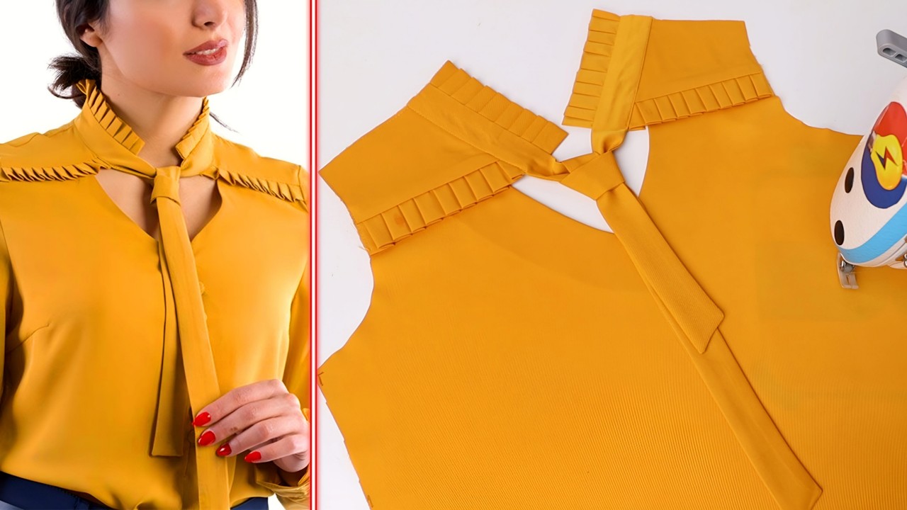 Basic sewing techniques on how to cut and stitch a collar design with ruffles for a lovely blouse.