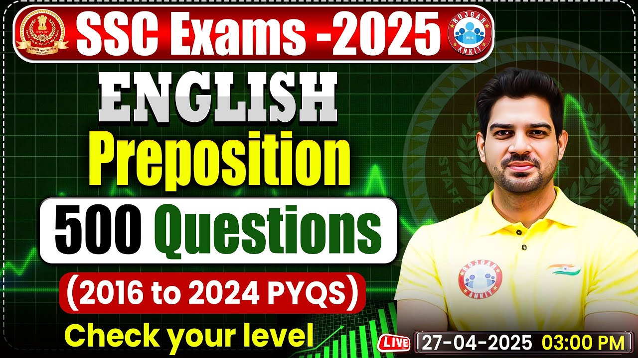 SSC Exam 2025 | Preposition Top 500 Questions | English Grammar By Sanjeev Thakur Sir