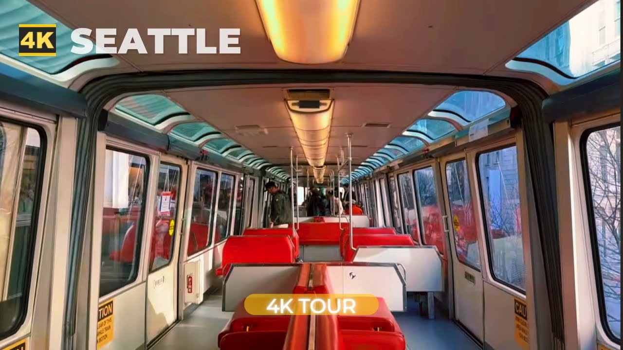 [4k] SEATTLE Monorail and City Walk : Walking through the Seattle Center and Westlake Center
