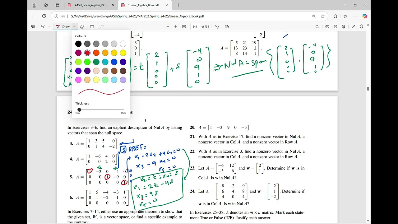 023 Problem Solving Null Col Row Spaces