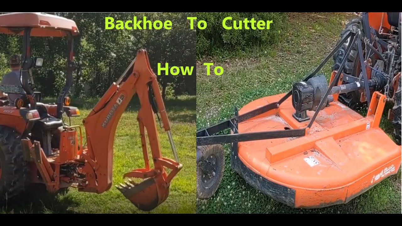 How to change Tractor Implements Backhoe to Mower on our Kubota L3800 3 point hitch
