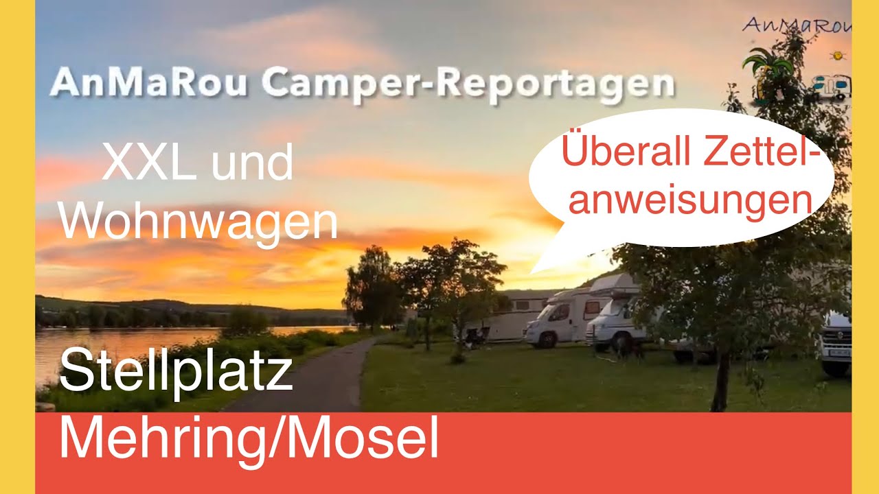 🇩🇪 Mosel Mehring Moselbeach Wohnmobilstellplatz, Platzbesichtigung, Wonwagen auch erlaubt Weinberge