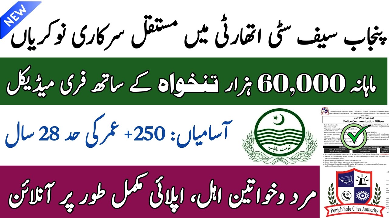 Punjab Safe Cities Authority Jobs 2026| Police Communication Officers Jobs in PSCA| Jobs in Pakistan