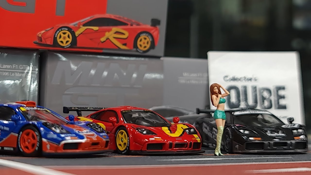 Ver2 Compare Mini GT McLaren F1 GTR Ueno Clinic vs GULF vs Presentation