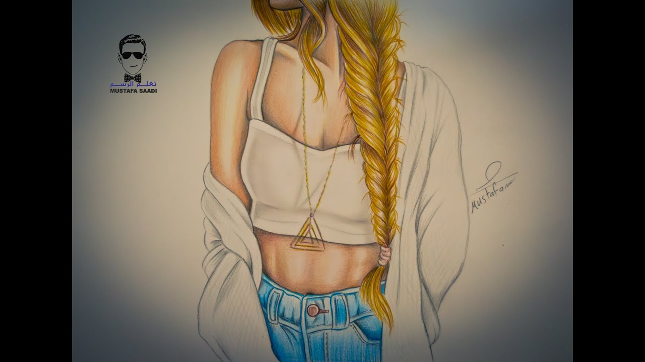 تعلم رسم جسم فتاة مع تسريحة شعر مميزة (ظفيرة)