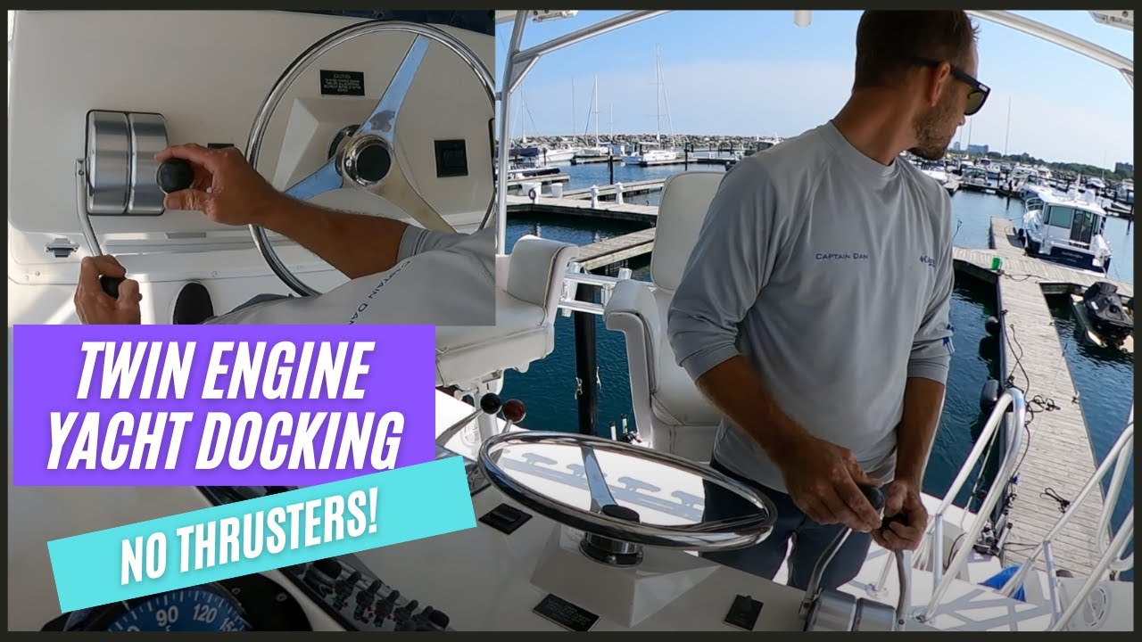 Twin Engine Yacht Docking with No Thrusters - 48 Foot Viking Yachts Sportfish