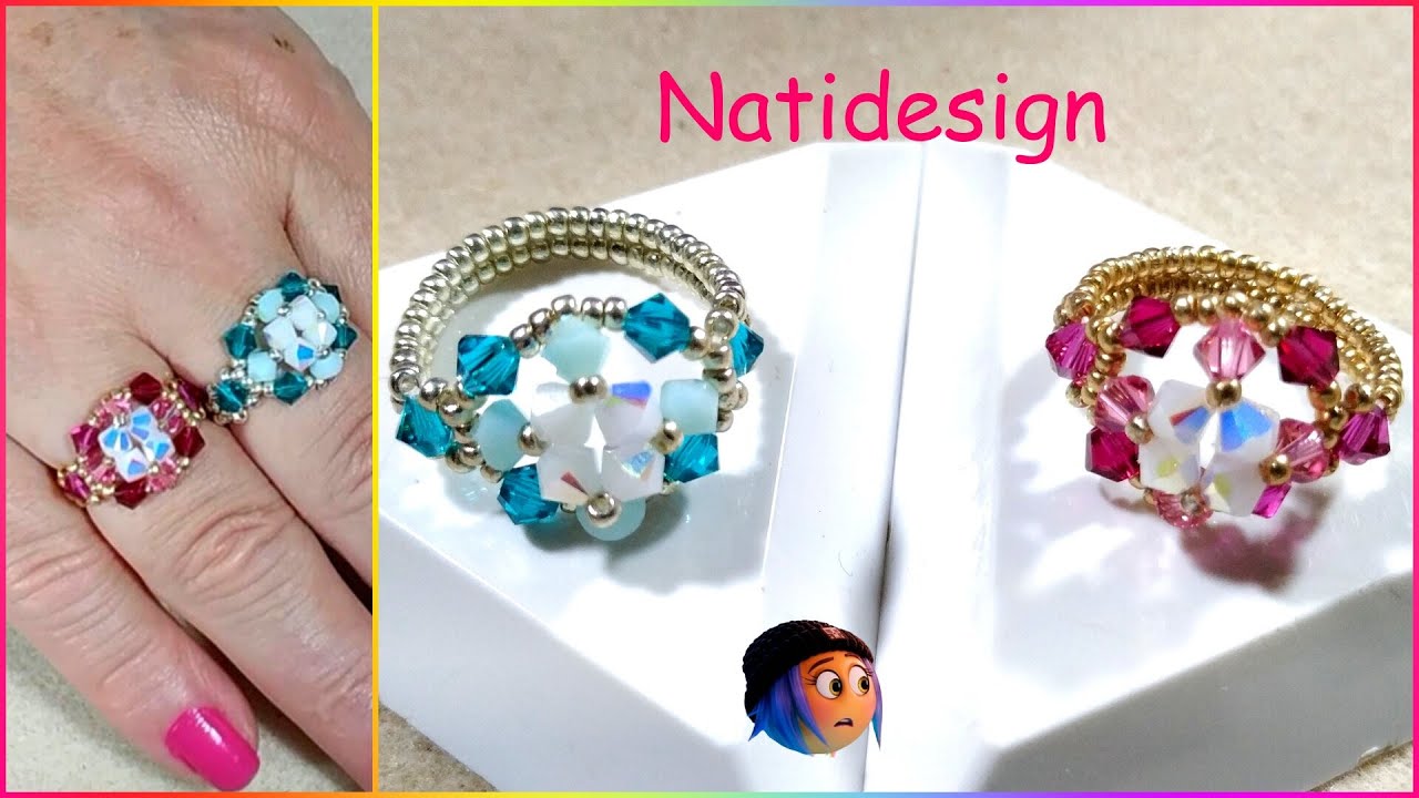 ANILLO CRISTAL FÁCIL Y ELEGANTE EN CRISTAL Y MOSTACILLA🌺🤩Tutorial- EASY AND ELEGANT CRYSTAL RING