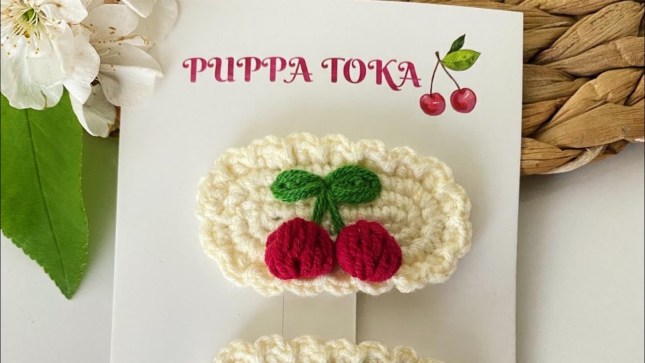 Kiraz işleme örgü toka 🍒🍒 hairclips crochet #örgütoka