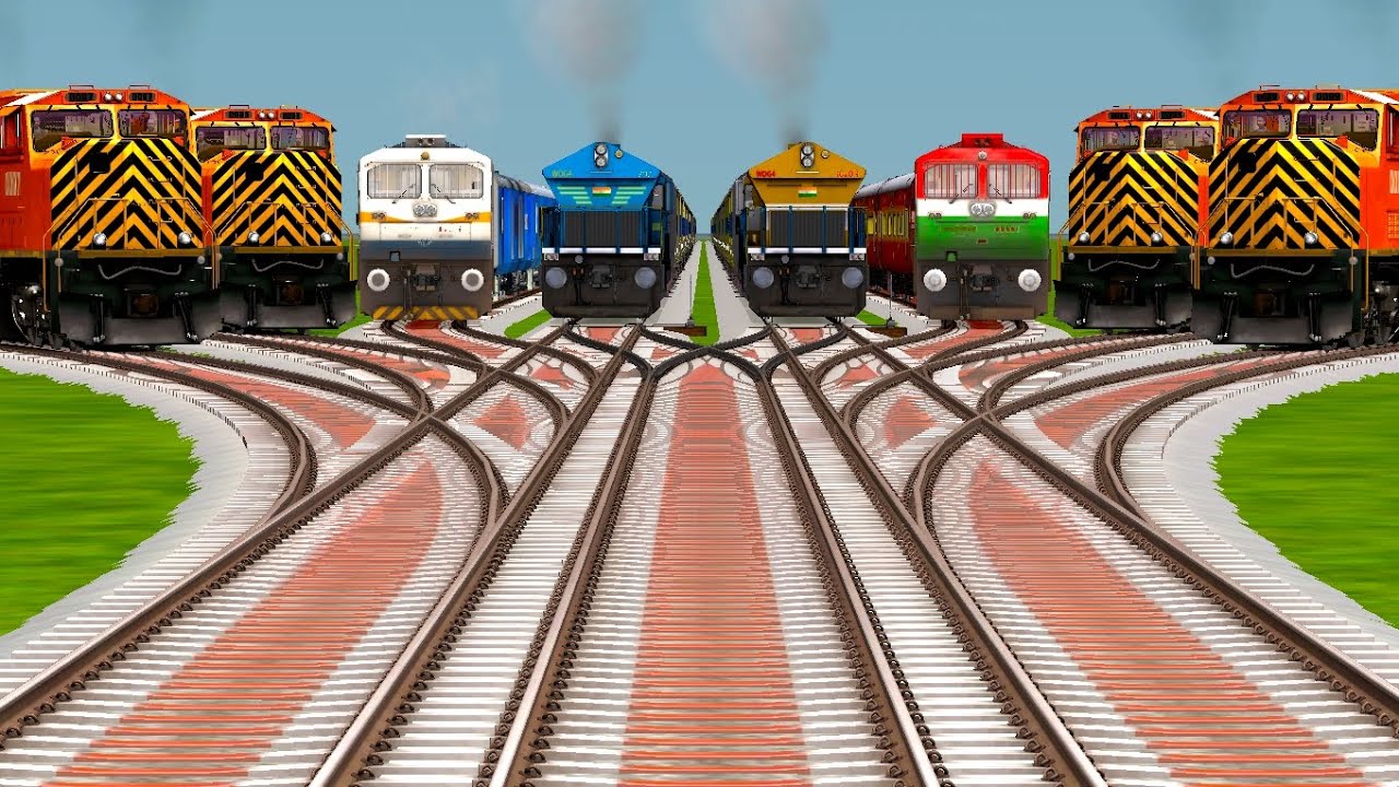 8️⃣ Trains Crossing at Indian Railroad Crossing!😱| BeamNG Drive | Freight Trains | train simulator