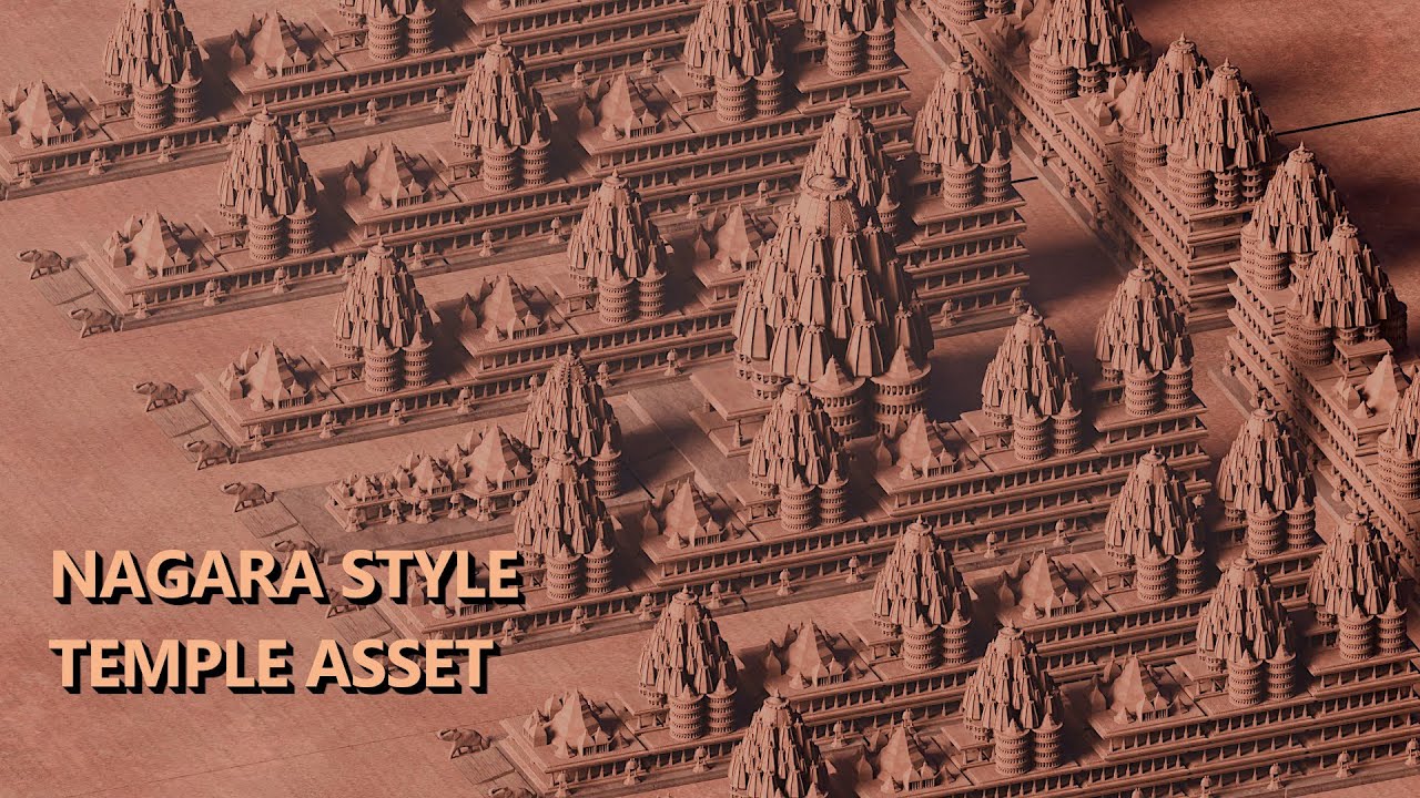 Nagara style temple assets for 3d visual, art and animations.