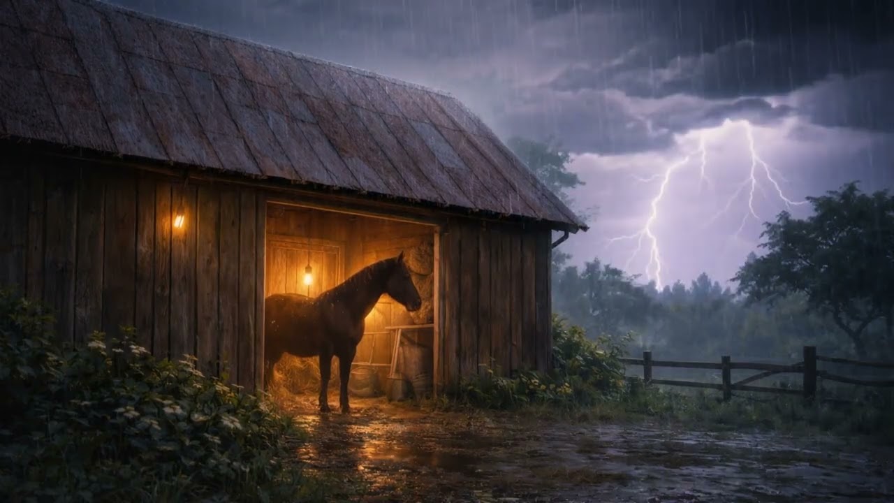 Thunderstorm at the Old Barn | Rain & Distant Thunder Rustic Ambience 3 Hours
