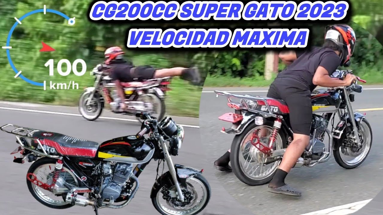 Velocidad m&aacute;xima CG200 super gato 2023 standar con el velocimetro de la c&aacute;mara go pro rodaje 15-38