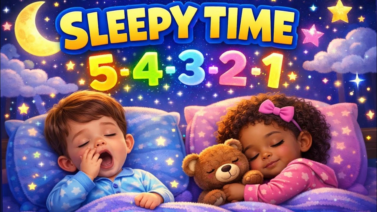 Sleepy Time Countdown Song 🌙 | Count Down 5-4-3-2-1 Bedtime Song for Kids