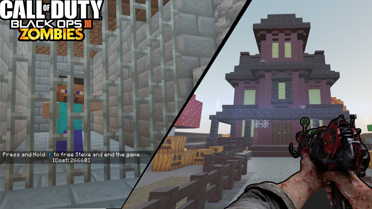 NUEVO MINECRAFT HALLOWEEN CUSTOM ZOMBIES EASTER EGG SALVANDO A STEVE | BLACK OPS 3 ZOMBIES mod tools