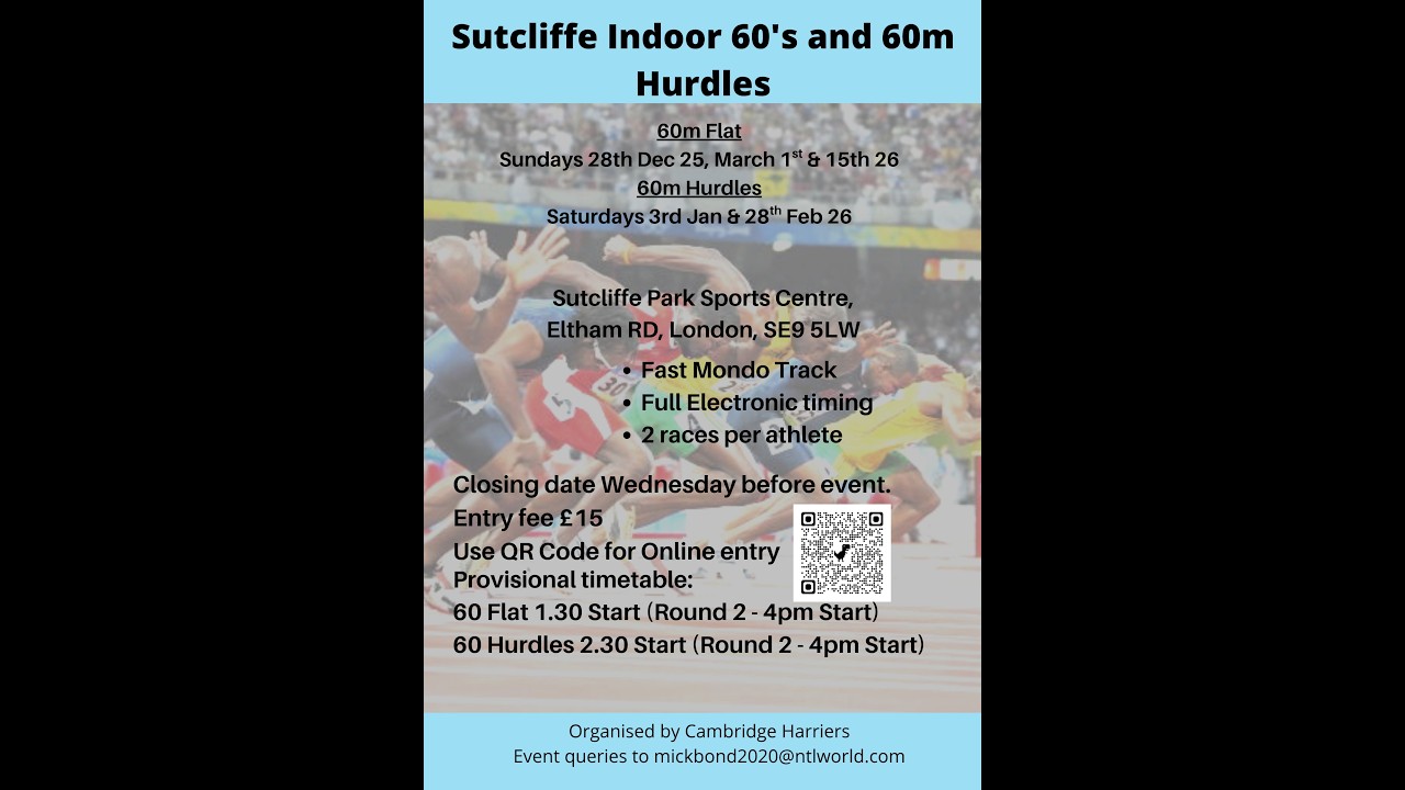 LIVE! Sutcliffe Indoor 60m #2 01/03/26