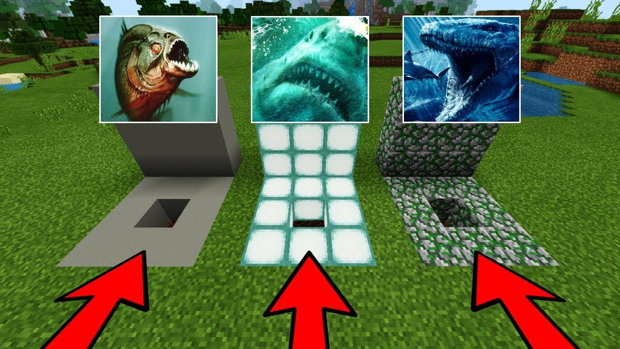 MCPE: DO NOT CHOOSE THE WRONG HOLE (Megalodon, Mosasaurus, Piranhas)