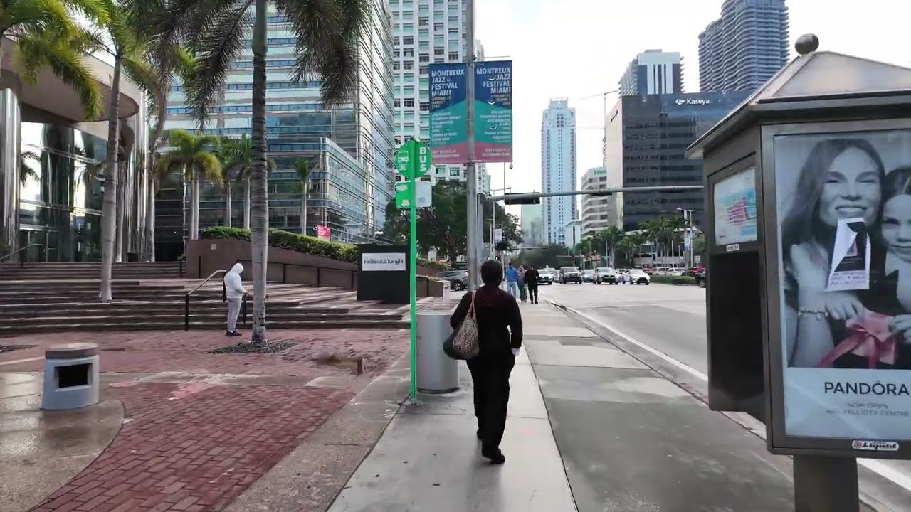 Brickell Miami Walking Tour 4K | Waterfront Path, Yachts & City Skyline
